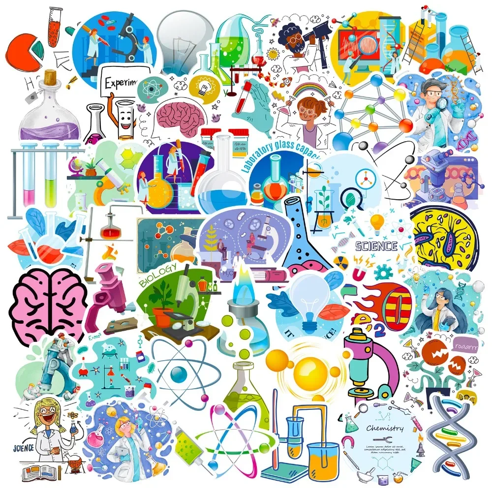 Vintage Fashion Illustration - 50PCS Cartoon Wissenschaft Labor Aufkleber Ästhetische