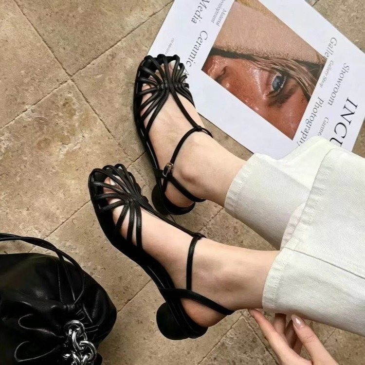 Vintage Style Women Fashion - Französische Vintage-Sandalen mit gewebtem Zehenriemen, Sommer