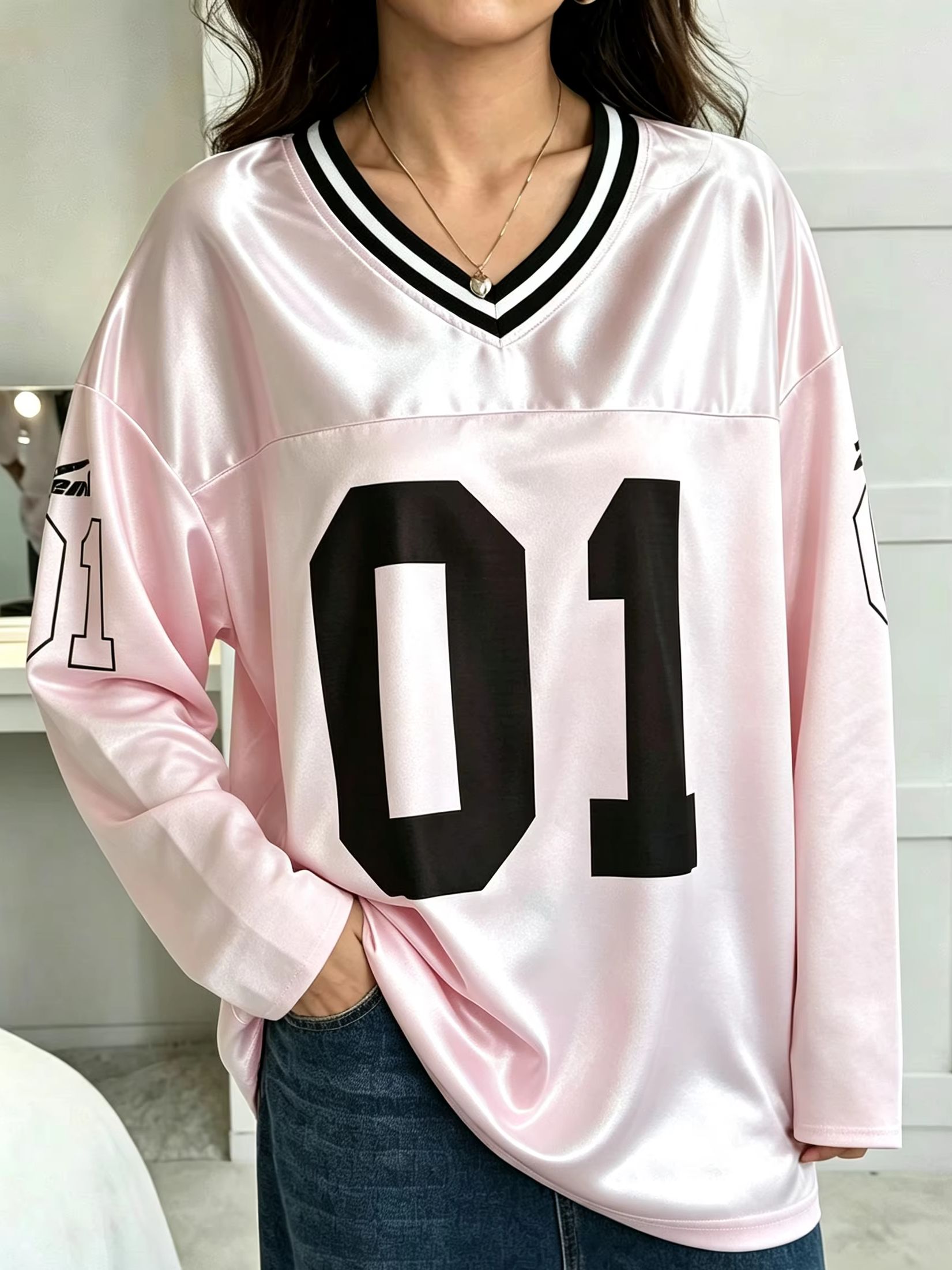 Vintage Fashion For Women - Herren Damen Vintage Langarm Oversized T-Shirt