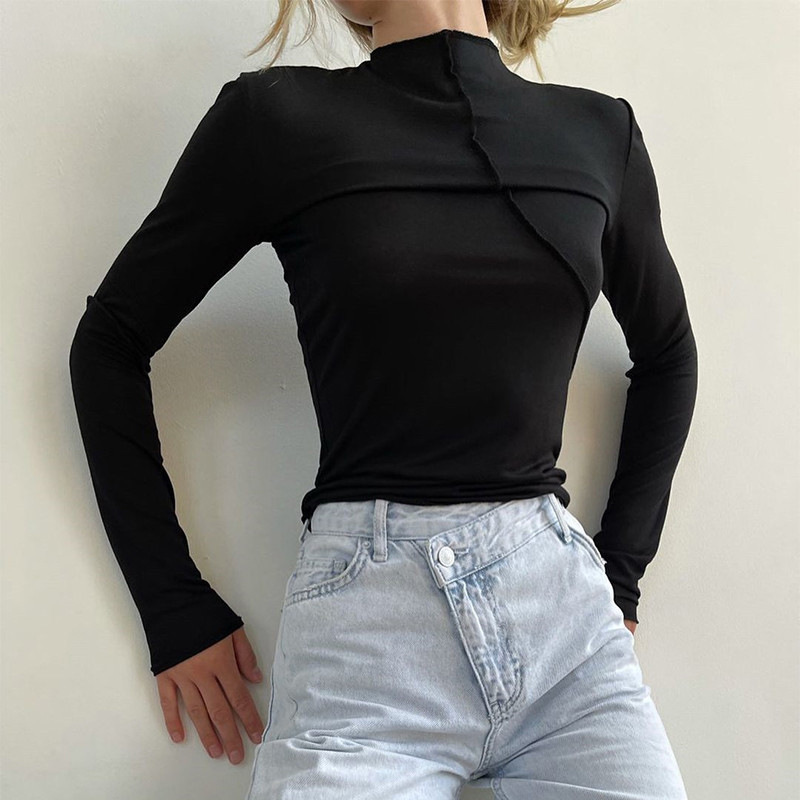 Turtleneck Knit 90S - 2025 Herbst Rollkragen Y2K Langarm T