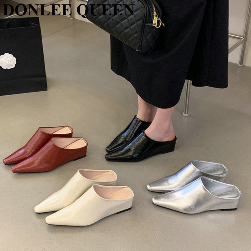 Vintage Fashion Heels - Damen Mode Geschlossene Zehenpartie Mule-Slipper Quadratische
