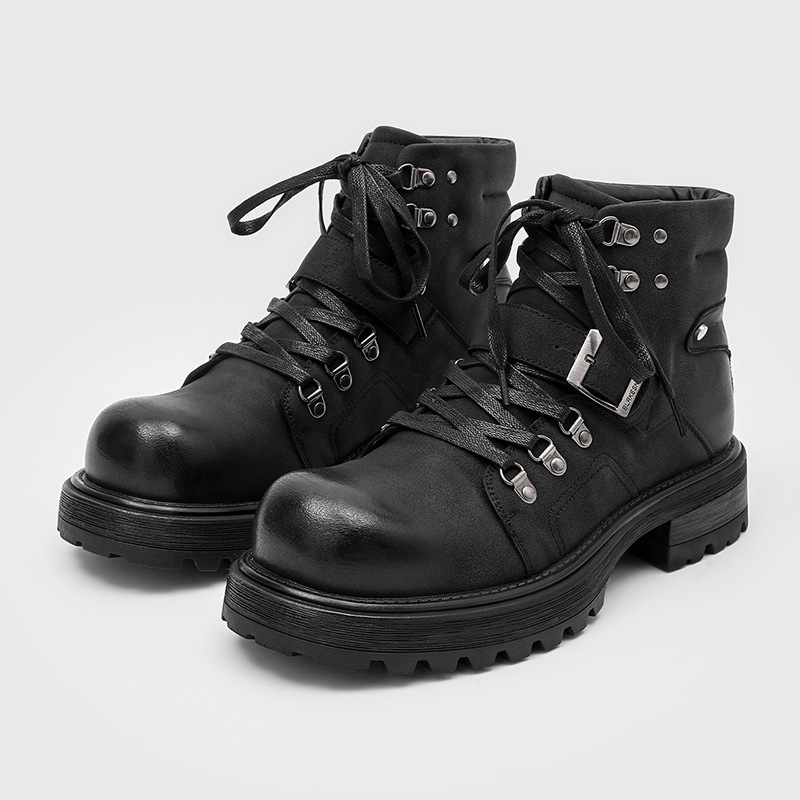 Vintage Old Fashion - Marke Männer Leder Stiefel Motorrad Schnee