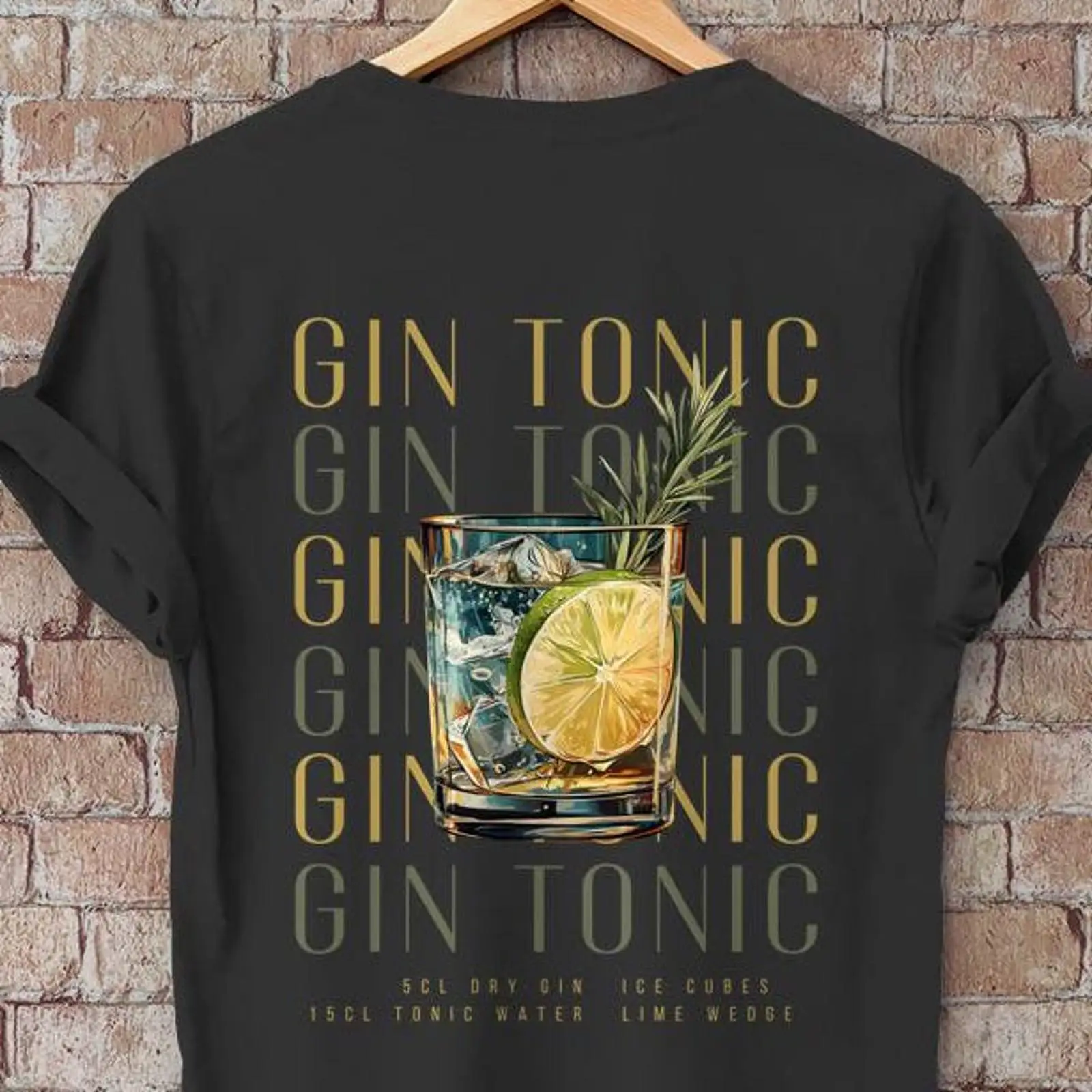 Vintage Fashion Illustration - Gin Tonic T-Shirt mit Illustrationen für