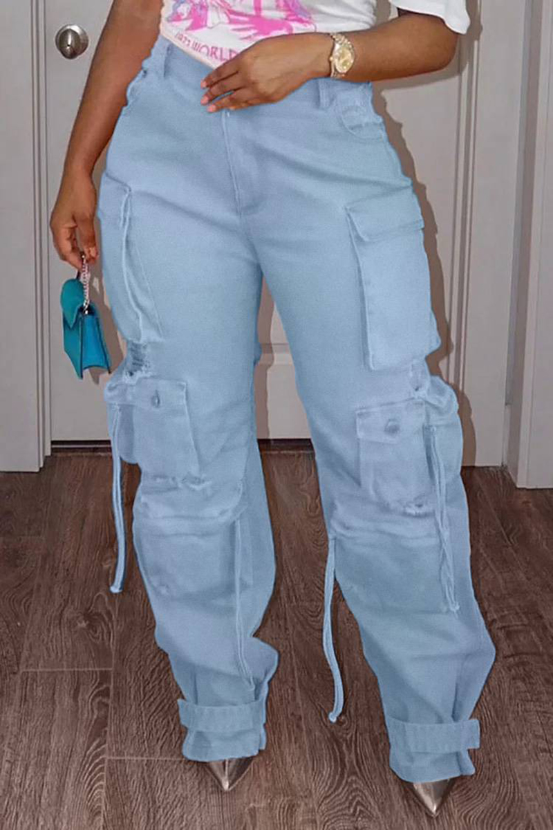 Vintage Fashion Plus Size - Plus Größe Cargo Denim Jeans Taschen