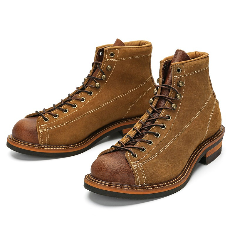 Vintage Old Fashion - Vintage Herren Echtleder Goodyear Motorradstiefel High-Top