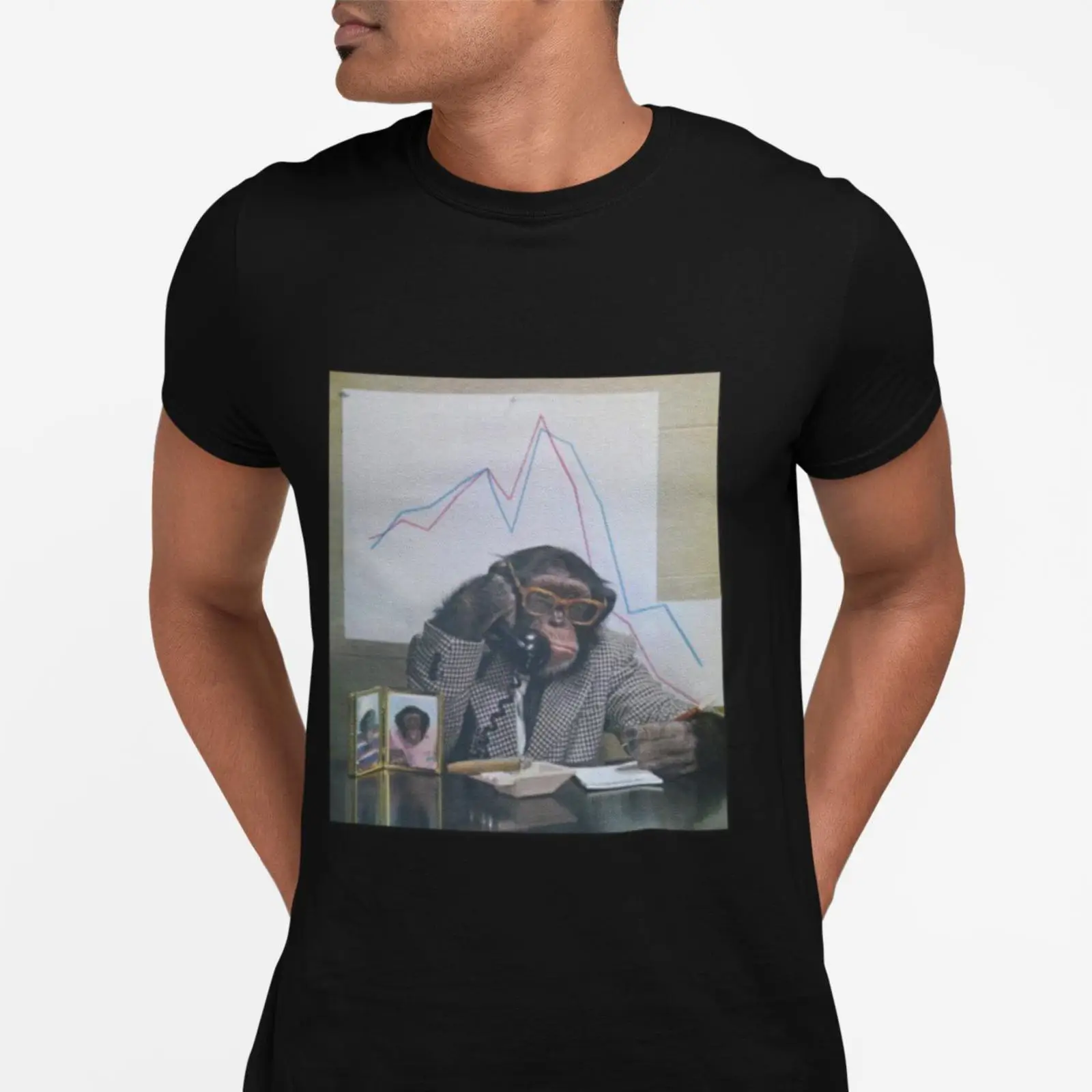 Vintage Fashion Illustration - Affen-Analyst-Illustration T-Shirt Lustiges Diagramm-Design Vintage-Waschung Mode