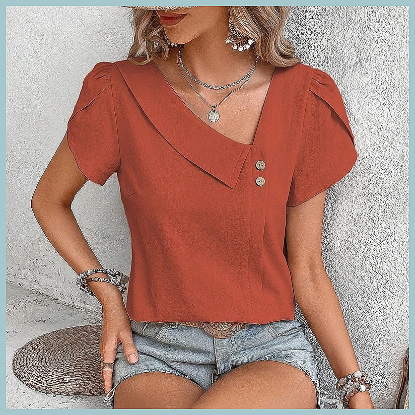 Vintage Fashion For Women - 2024 Sommer Vintage Einfarbige Bluse für