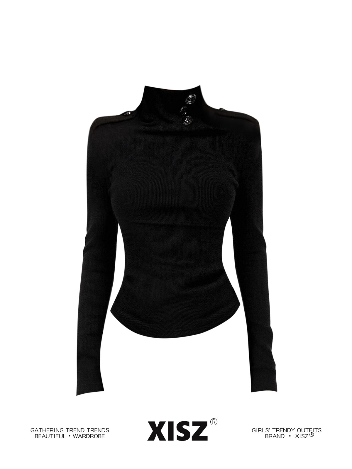 Damen Schwarzes Gothic T-Shirt – Turtleneck Knit 90S Bewertung und Preis