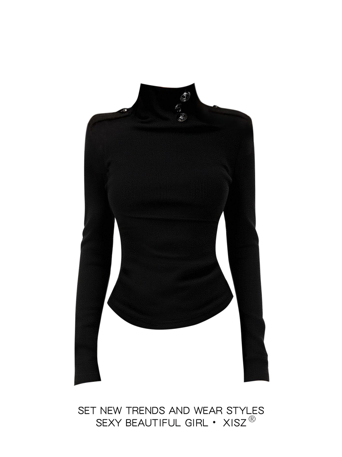 Damen Schwarzes Gothic T-Shirt – Turtleneck Knit 90S Bewertung und Preis