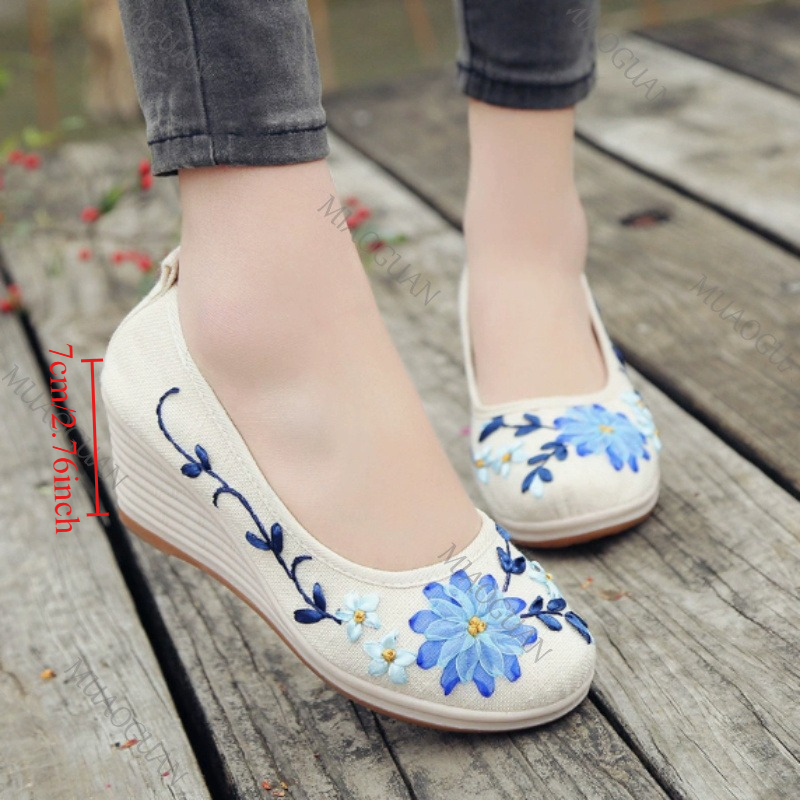 Bestickte Damen-Komfort-Keilab – Vintage Fashion Heels Bewertung und Preis