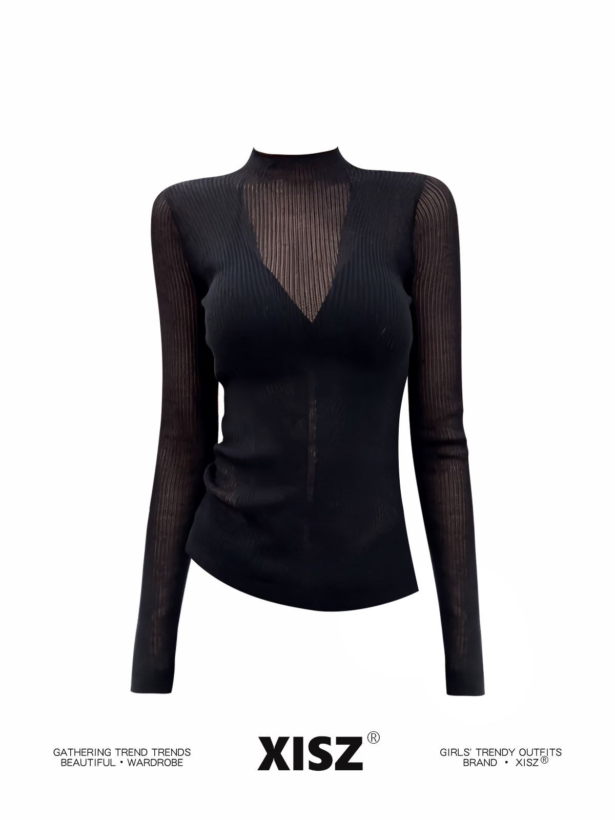 Damen Schwarzes Gothic T-Shirt – Turtleneck Knit 90S Bewertung und Preis