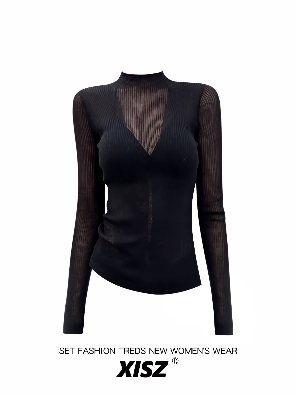 Damen Schwarzes Gothic T-Shirt – Turtleneck Knit 90S Bewertung und Preis