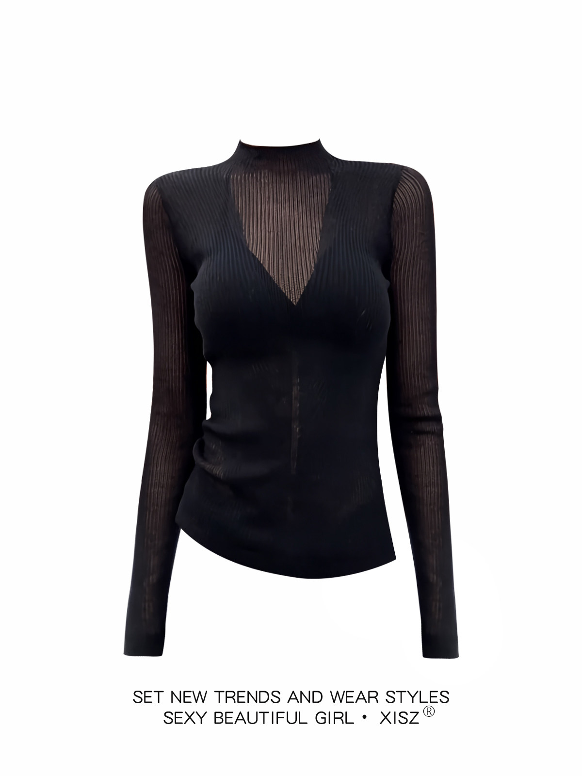 Damen Schwarzes Gothic T-Shirt – Turtleneck Knit 90S Bewertung und Preis